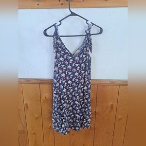 Copper Key Mini Floral Dark Blue Tie Sleeves Dress (WITH POCKETS!)